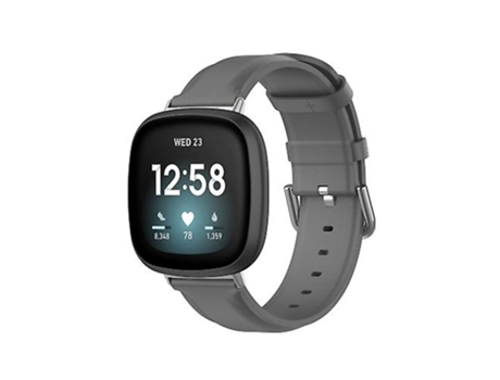 Correa De Reloj Inteligente Para Fitbit Versa 3/Sense Correa De Cuero Genuino Gris VENISYMLIS