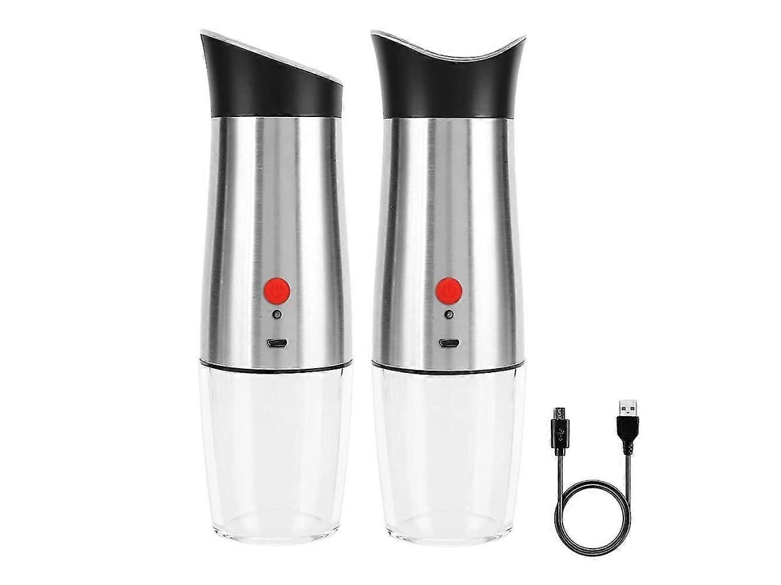 Juego de molinillos eléctricos de sal y pimienta GOKOCO, molinillo de pimienta recargable, sazonador automático, ajustable