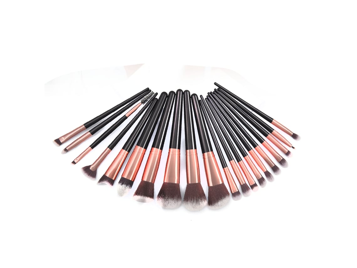 Set De 20 Brochas De Maquillaje Para Polvo Suelto, Negro Y Oro