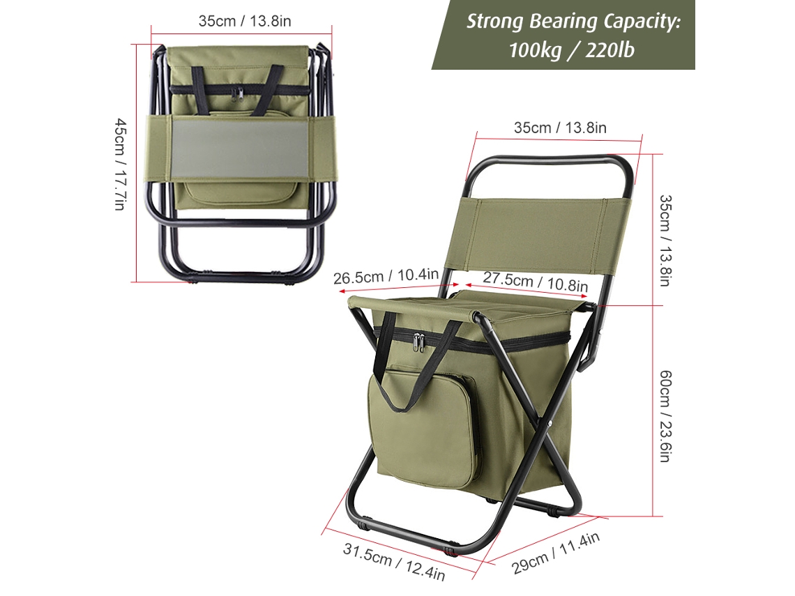 Silla de camping plegable con bolsa térmica multifuncional