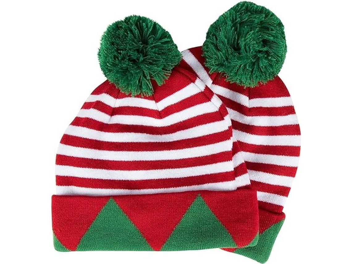 Gorro navideño con pompones festivos, paquete de 2, para hombre y mujer, talla 54-60 cm.