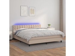 Syfax™ Cama Box Spring Colchón Led Cuero Sintético Capuchino 160x200cm