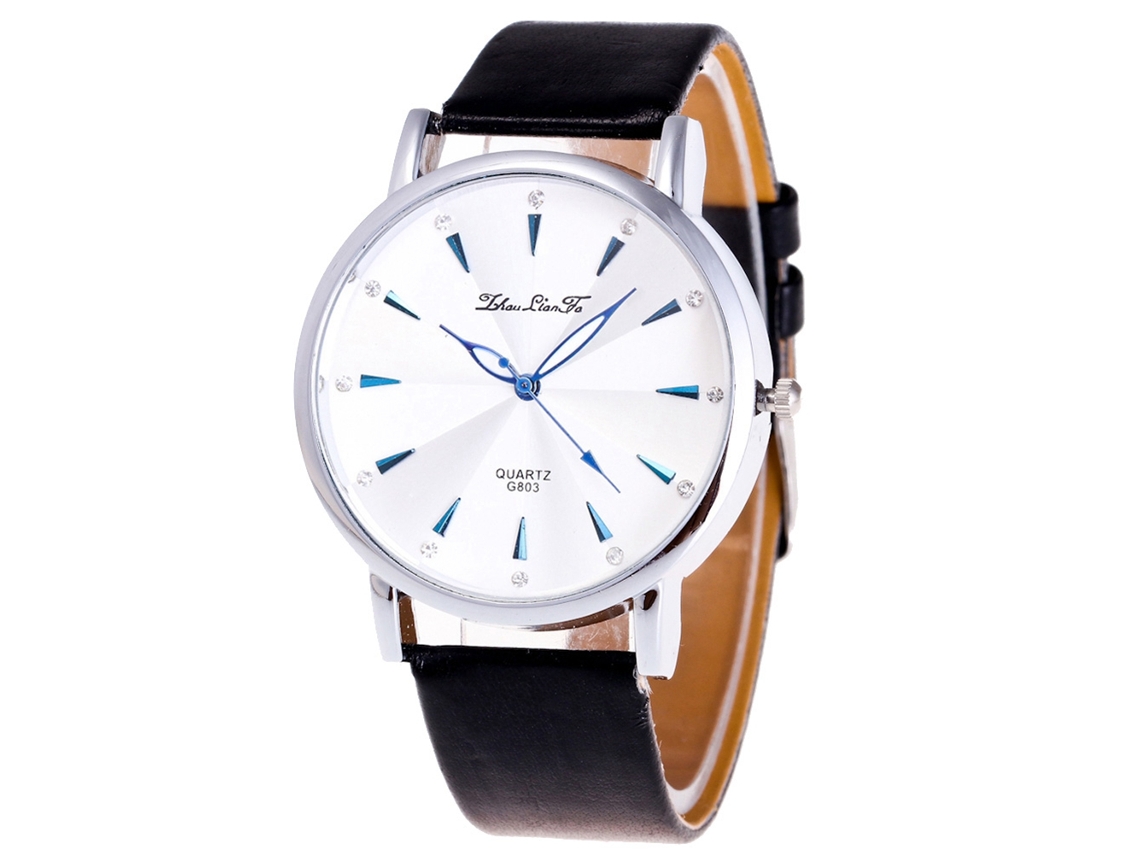 Reloj De Pulsera Unisex Analógico De Cuero Pu Quartz Zhoulianfa (negro)