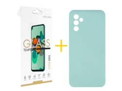 Pack 1 X Película de Vidrio Templado 2.5D + Funda SKYHE para Samsung Galaxy A55 5G Silicona Líquida Verde-Água