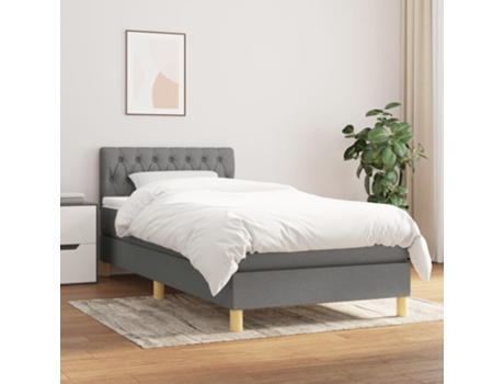 vidaXL Cama con somier y colchón 90x190 cm tela gris oscuro