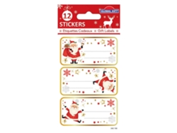 12 Pegatinas GLOBAL GIFT de Navidad - Papá Noel divertido