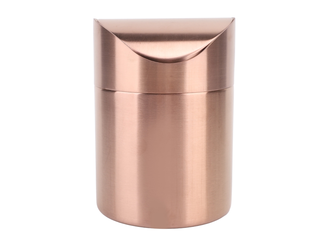 Papelera de escritorio Baok Mini de acero inoxidable 304 con tapa abatible para oficina y hogar.