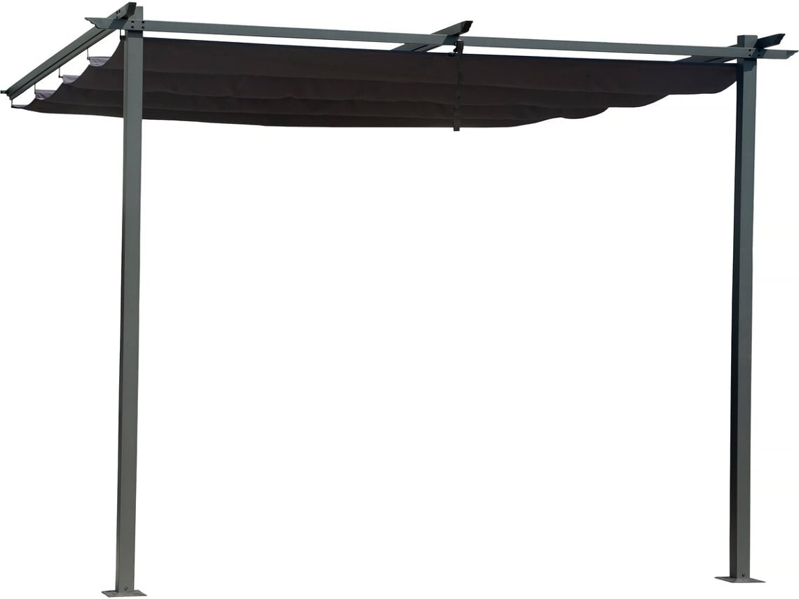 Pérgola Adosada Con Techo Retráctil - 3 X 3 M - Gris Antracita