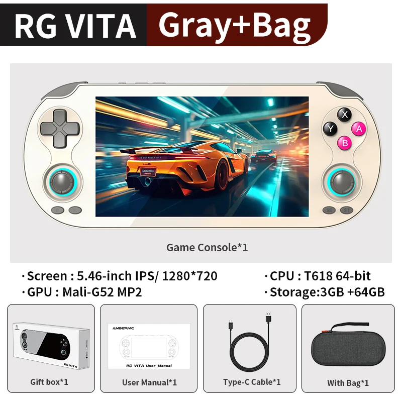 128g (juegos 4k) rg Vita Bolsa Gris rg Vita / Rg Vita Pro Consola De Juegos Reproductor De Juegos Compatible Con Ia