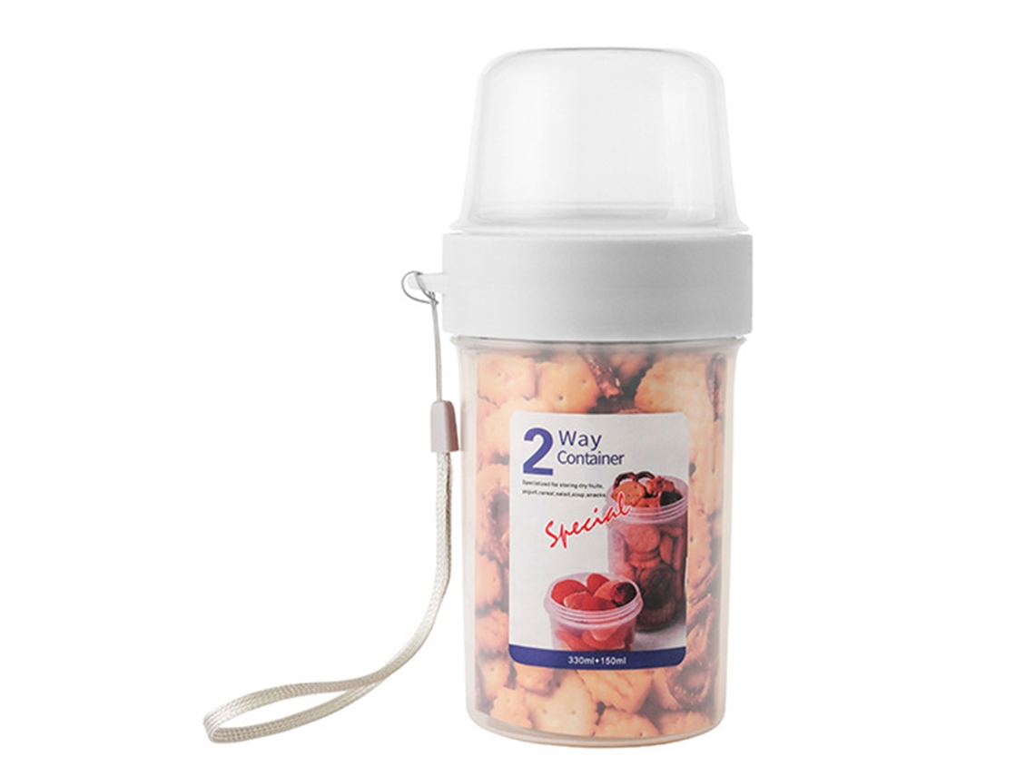 Recipiente Portátil De 2 Capas Para Alimentos, Con Cierre Hermético, Para Yogur, Ensalada, Fruta Y Aperitivos.