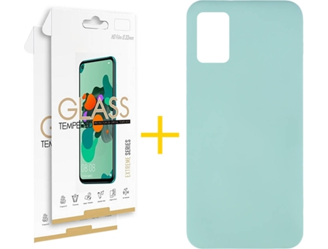 Funda y Protector 2x de Vidrio Samsung Galaxy A31 SKYHE Silicona Líquida Verde Agua