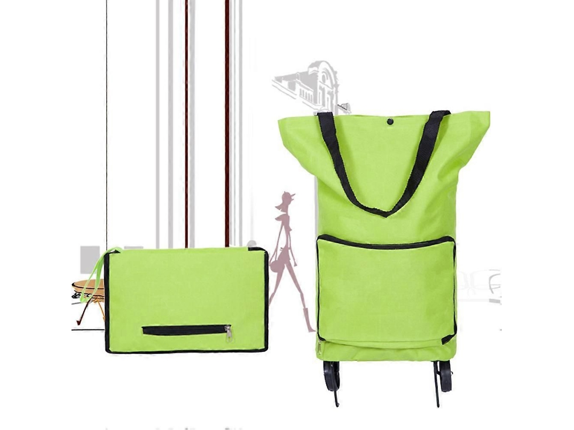 1 Bolsa de compras plegable y ecológica GOKOCO de tela Oxford con ruedas (verde)