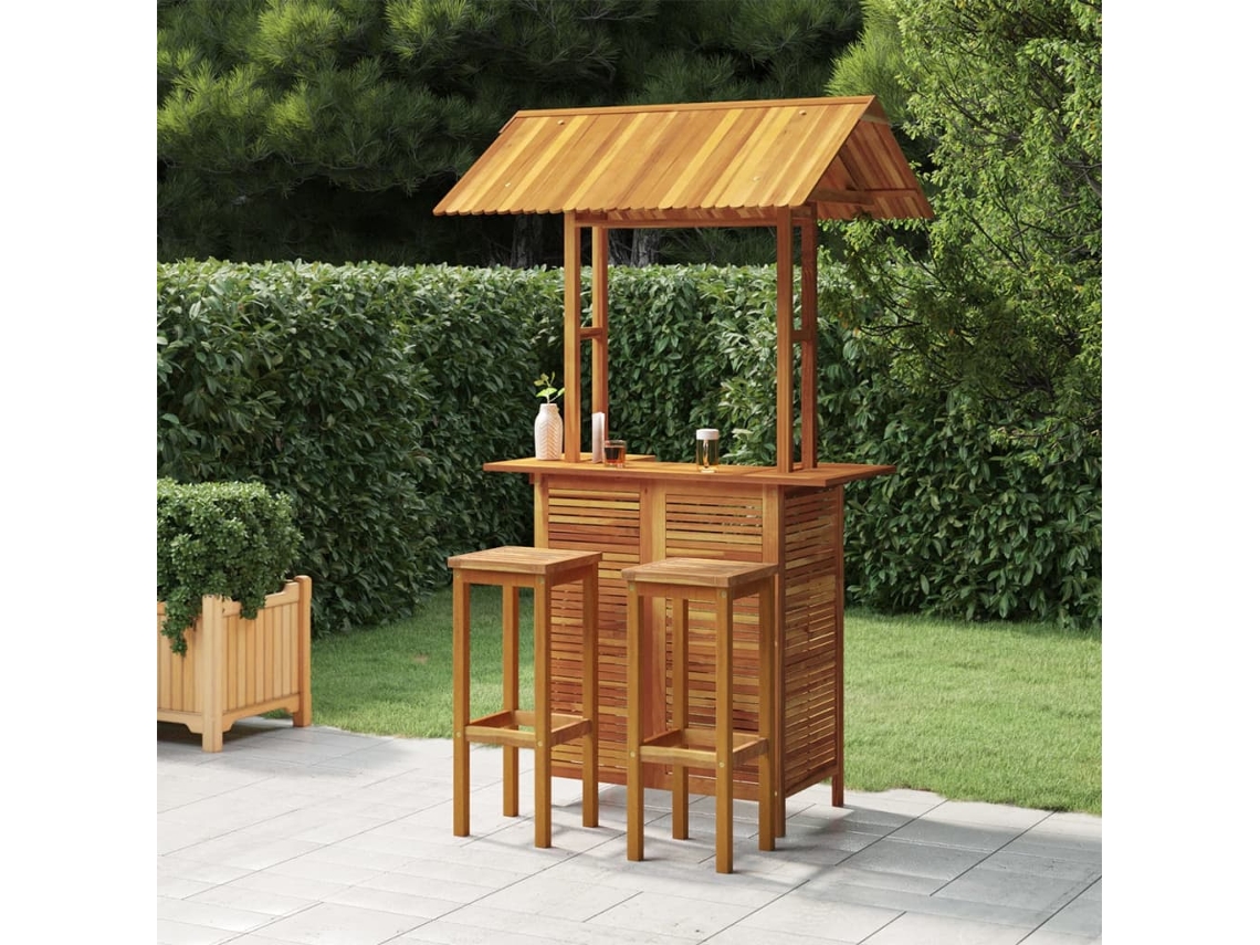 Juego de 2 barras de jardín de madera maciza de acacia, DKD Home Decor