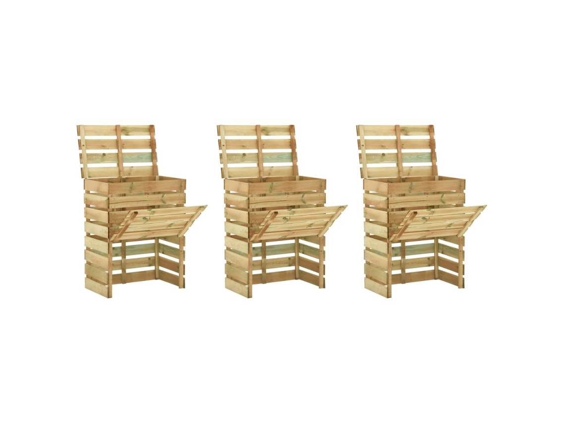 Conjunto 3 Compostador VIDAXL Marrón Pine Wood (80x50x100 cm)