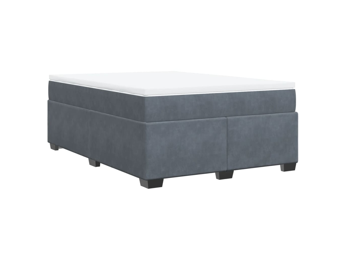 Maison Exclusive - Cama Box Spring Con Colchón Terciopelo Gris Oscuro 160x200 Cm