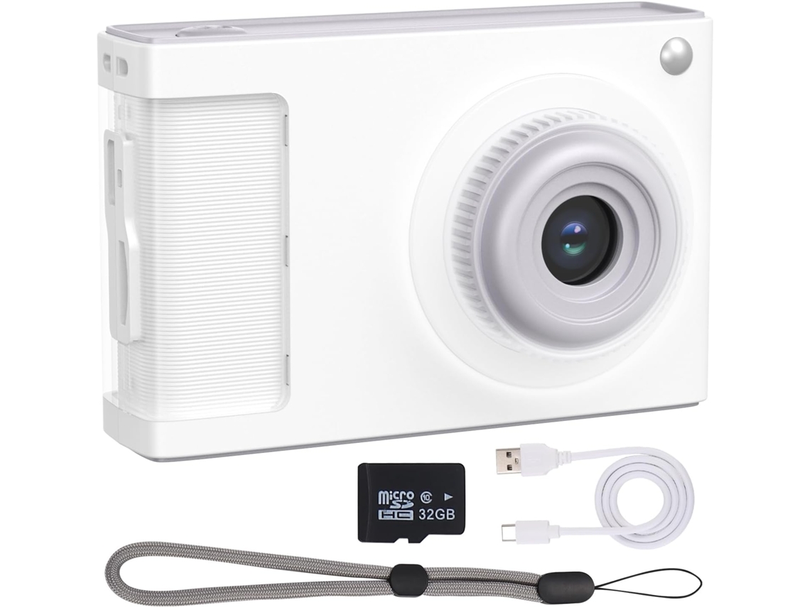 Cámara Digital 1080p Pantalla De 2.4 Pulgadas Zoom 8x Cámara Ccd Compacta Antivibración Con 16 Luces De Relleno Led 32 Gb Blanco Gertiz