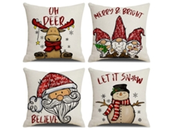 4 Piezas Funda De Almohada Navideña Nueva Serie Xm184 Ciervo Copo De Nieve