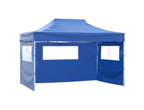 vidaXL Carpa plegable profesional con 3 paredes acero azul 3x4 m