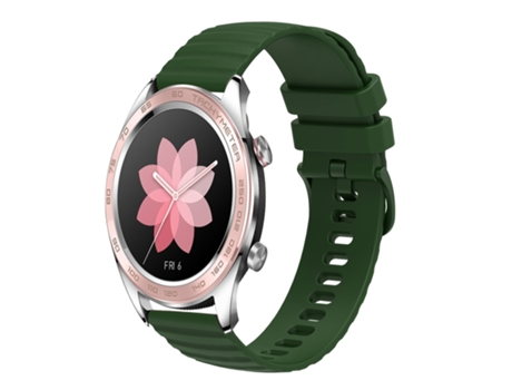 Correa de reloj inteligente para Honor Watch Dream, correa de silicona de color sólido con patrón de puntos ondulados de 22mm (verde militar)
