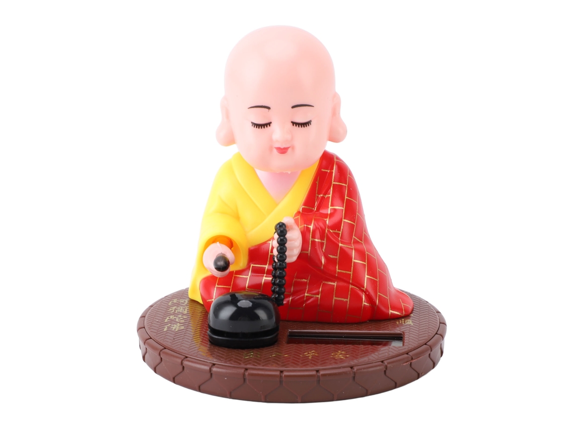 Pequeña figura de monje, decorativa solar para coche y hogar.