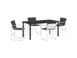 Juego de comedor de jardín de 5 piezas, acero con recubrimiento en polvo blanco, EXCLUSIVO DE MAISON