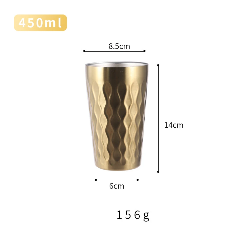 (oro 450 Ml) Taza De Café Con Doble Pared Aislante, Acero Inoxidable 304, Taza De Cerveza