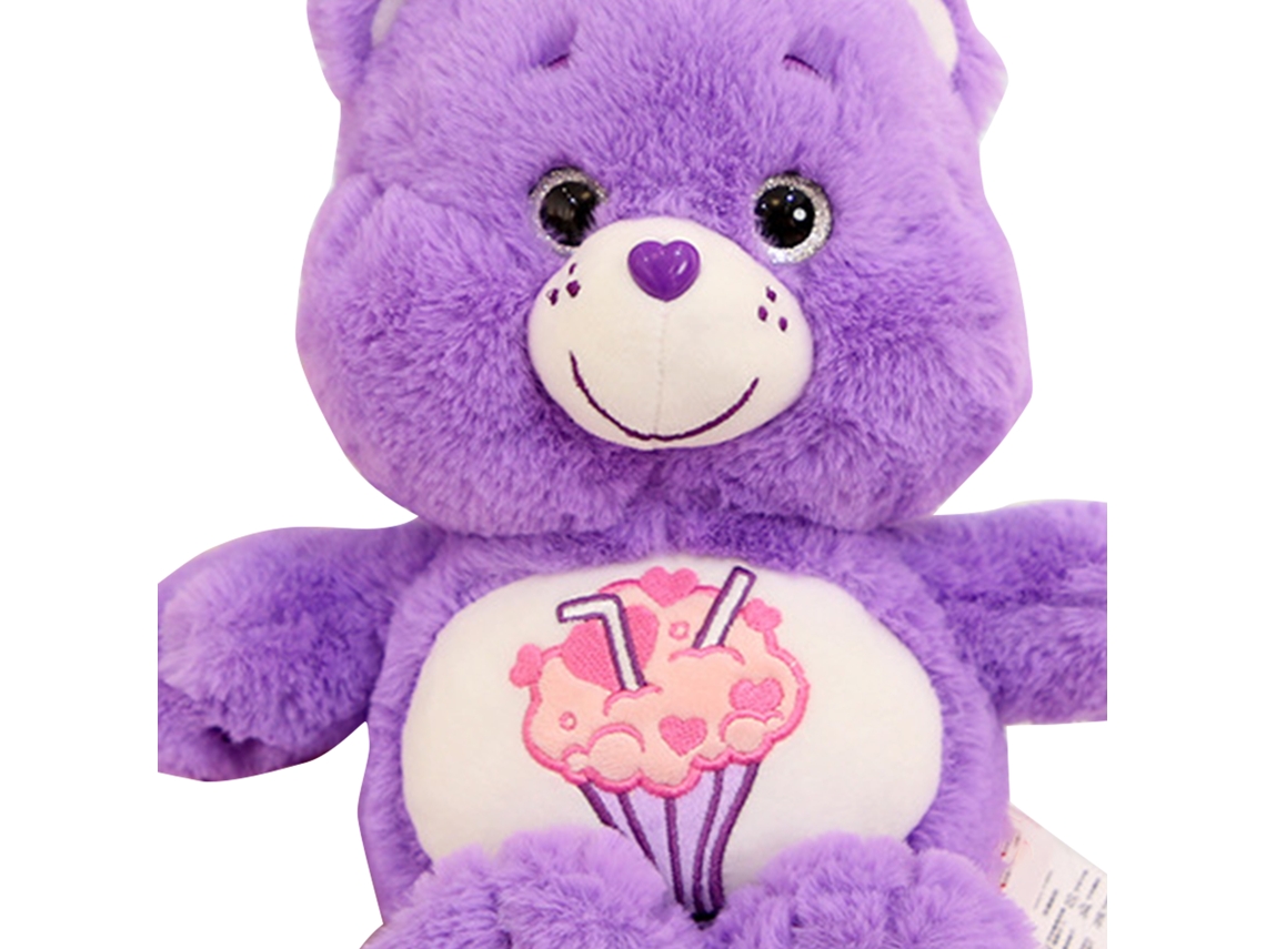 Cojín decorativo con forma de osito de peluche de 33 cm, regalo de cumpleaños, color morado.