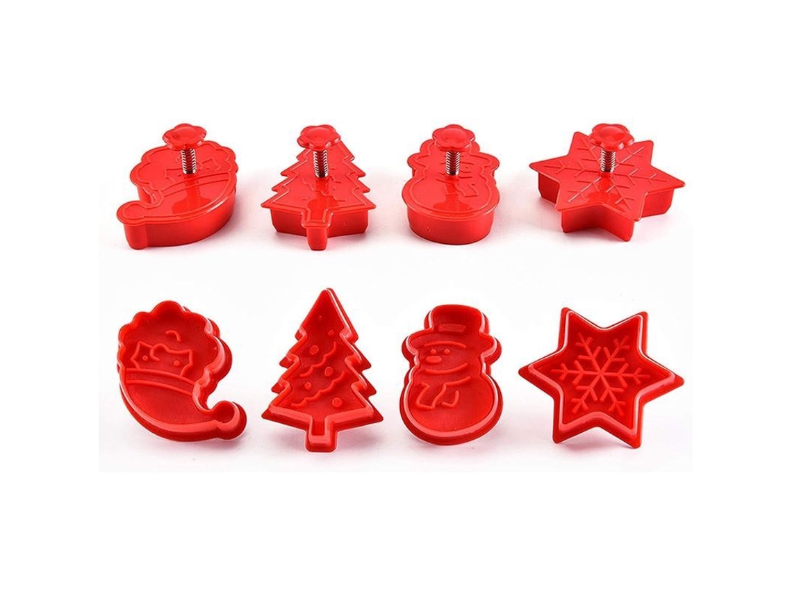 Juego De Moldes Para Galletas Navideñas, 4 Moldes 3d Con Resorte, Para Pasteles Y Galletas Festivas.