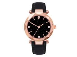 Reloj De Pulsera De Cuarzo Para Mujer, Piel Sintética, Elegante, Informal, Esfera Redonda, Negro.