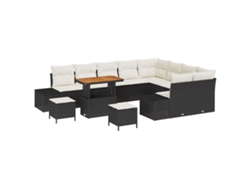 Maison Exclusive - Conjunto De Sofás De Jardín Con Cojín 12 Pcs Negro Poliratán