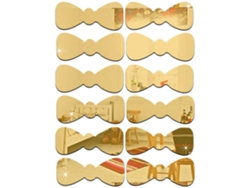 Adhesivo de pared acrílico Baok con diseño de espejo y corbata, ideal para decoración del hogar y la habitación infantil (dorado).