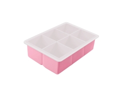 (6 Compartimentos Rosa) Molde Grande De Silicona Para Hielo Flexible, Con Tapa, Cuadrado Y Apilable