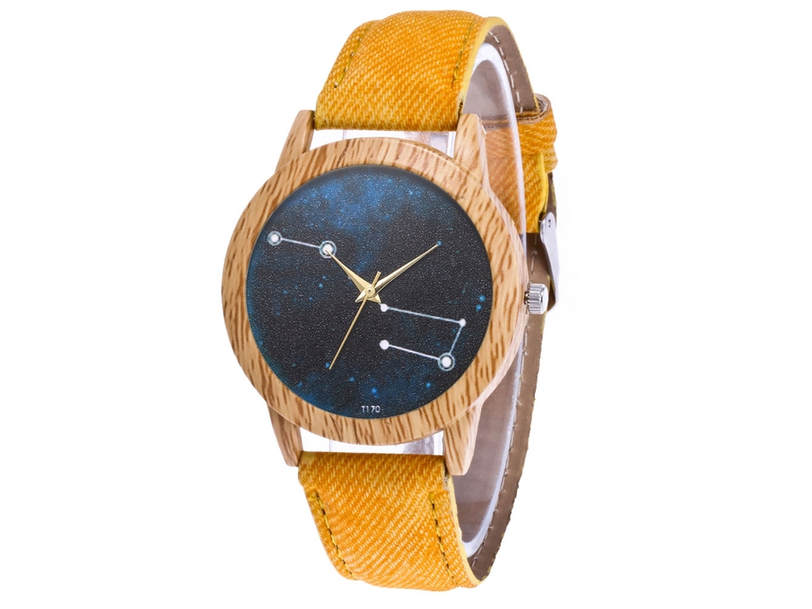Reloj De Pulsera De Cuarzo Casual Con Correa De Denim Zhoulianfa Amarillo