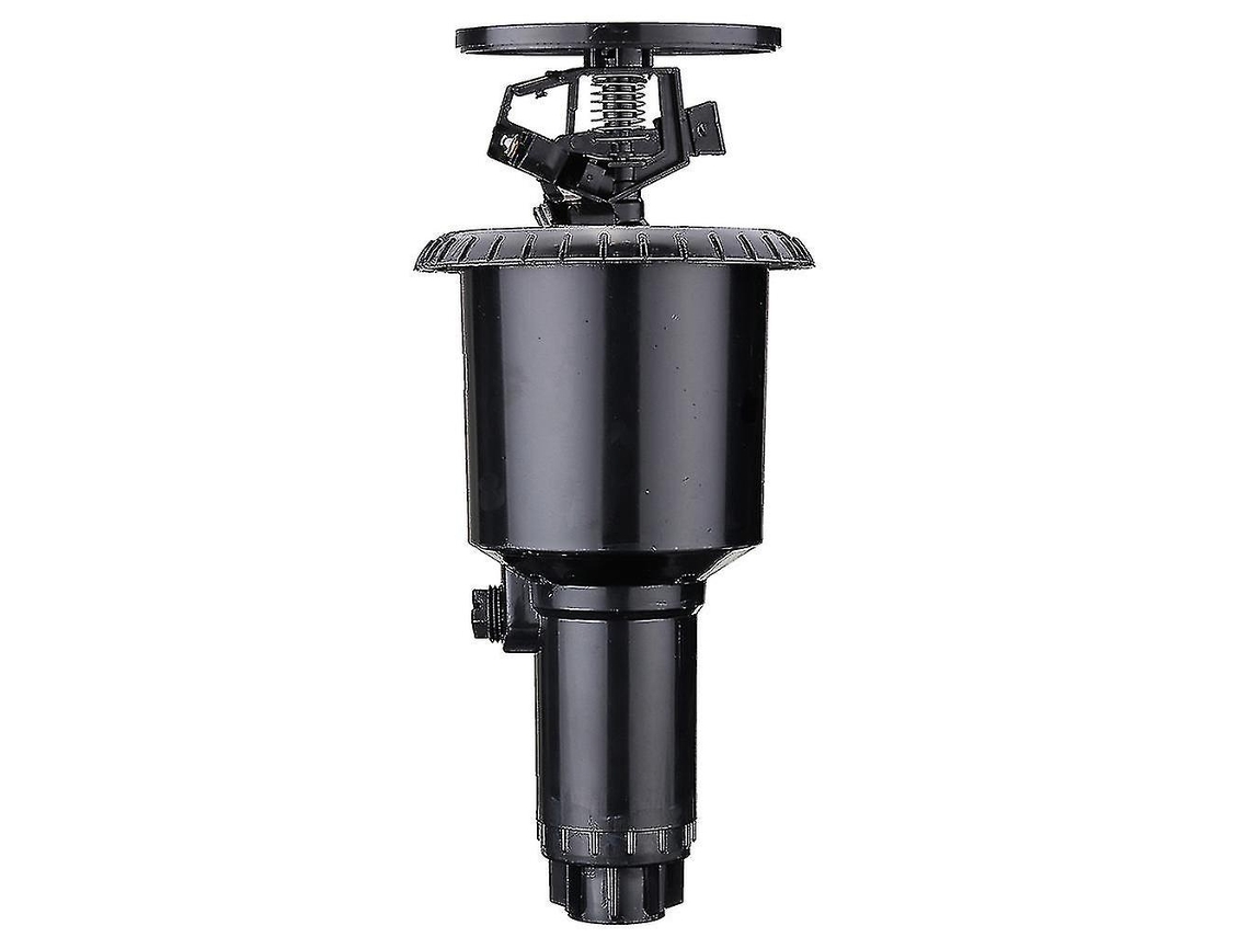 Sistema de riego con aspersor giratorio de 1/2 y 3/4 de pulgada, alcance de 6,7 a 13,7 m, presión de 2,0 a 4,5 bar.