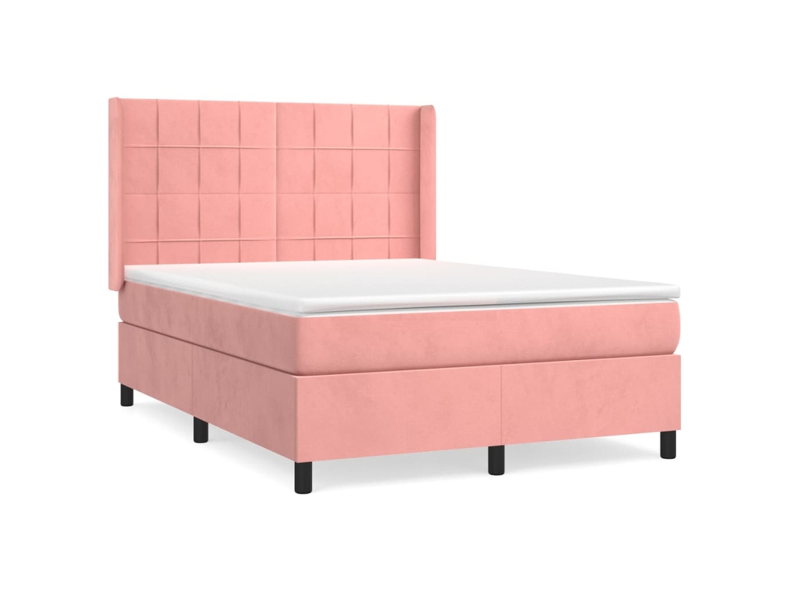Maison Exclusive - Cama Box Spring Con Colchón Terciopelo Rosa 140x200 Cm