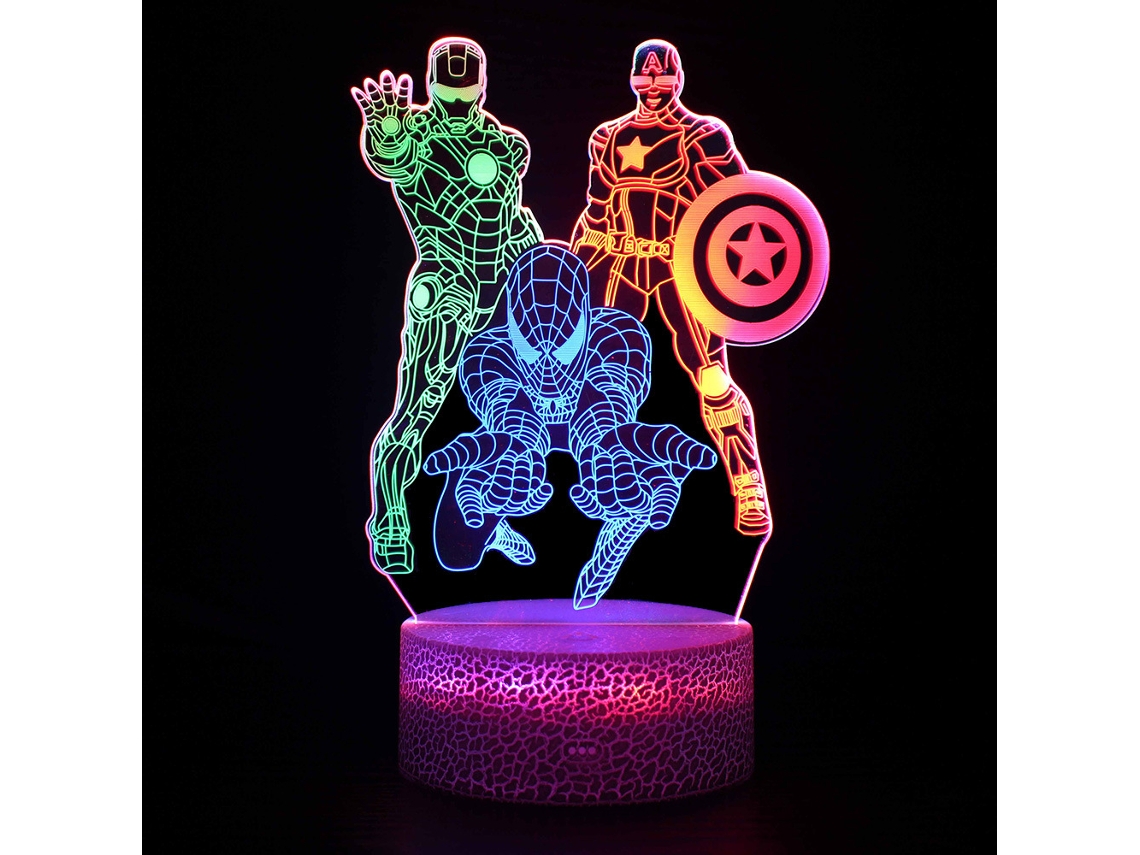 Lámpara de mesa LED multicolor 3D con forma de Spider-Man, 16 colores, con mando a distancia. SIURN