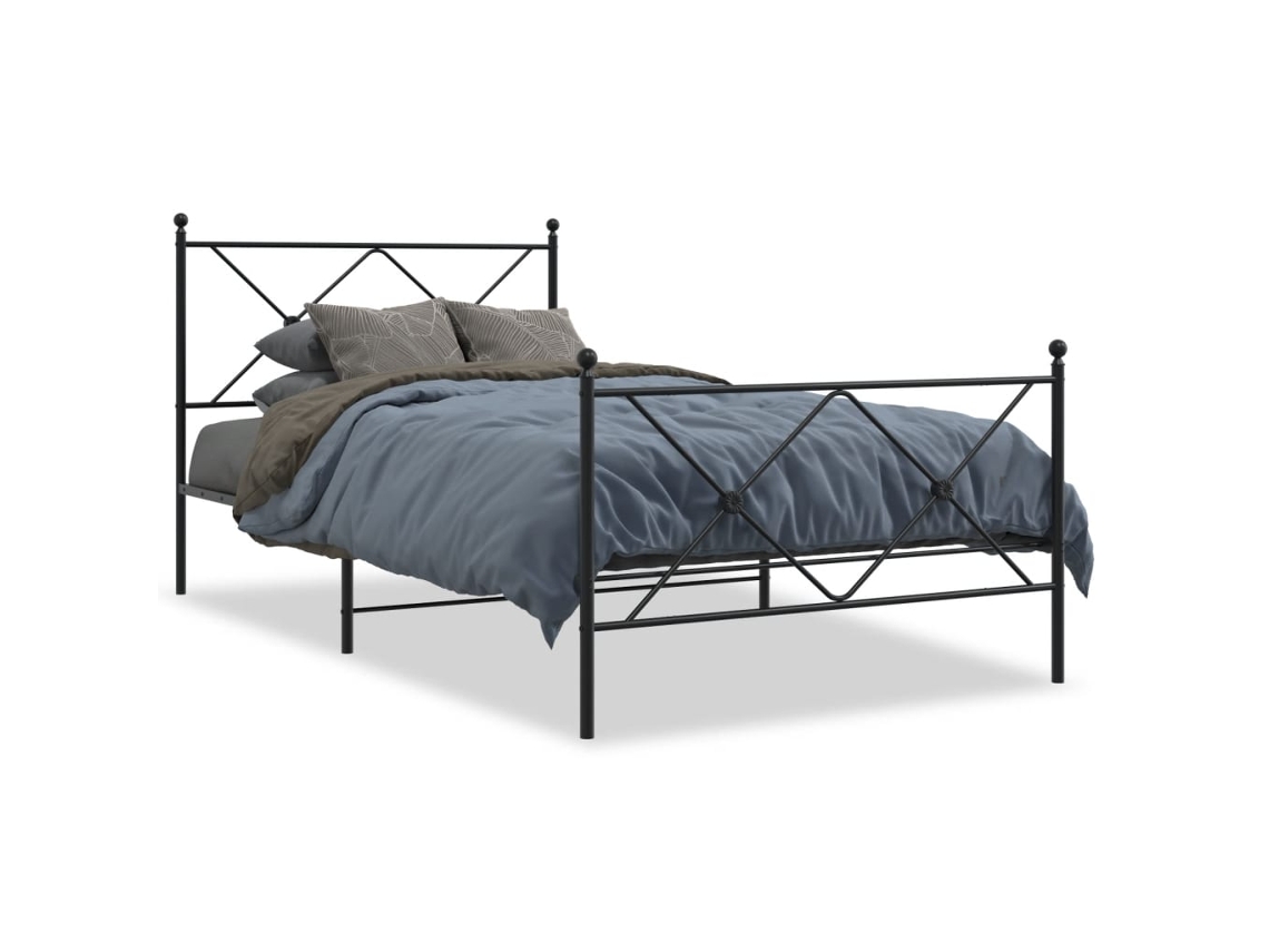 Maison Exclusive - Estructura Cama Sin Colchón Con Estribo Metal Negro 100x190 Cm