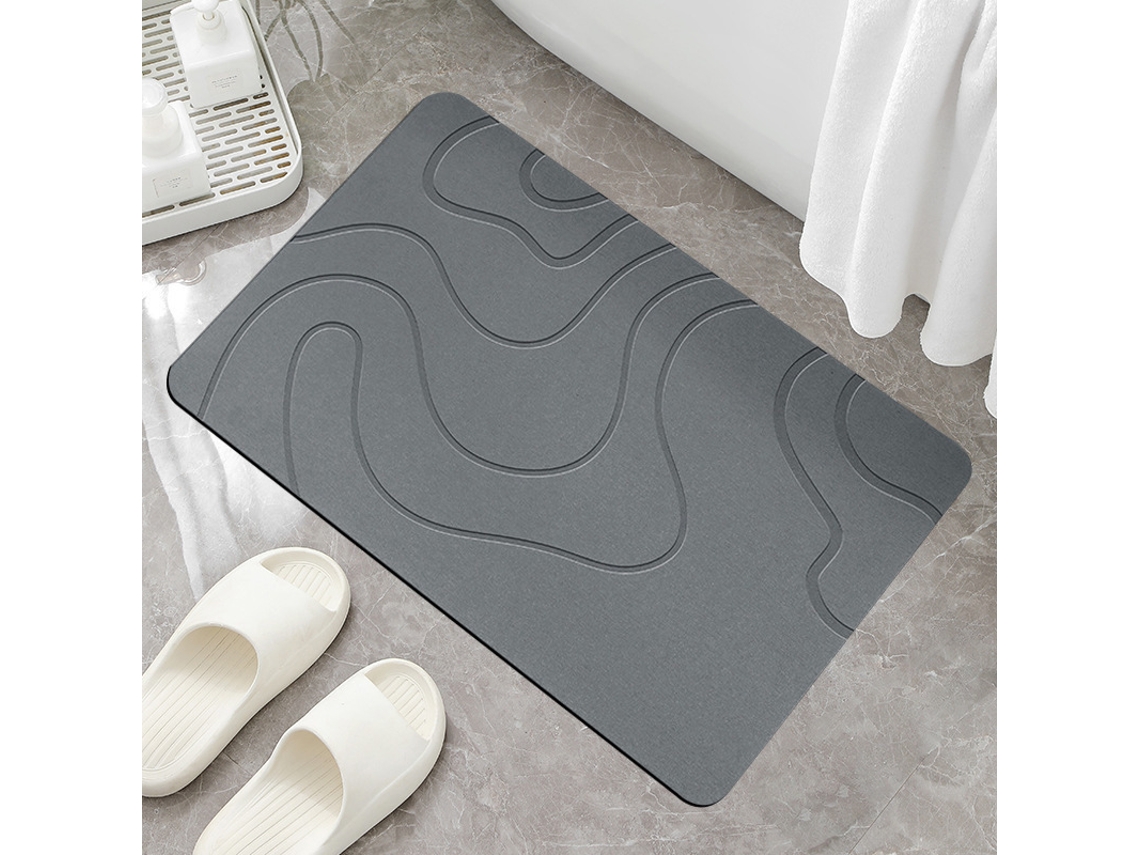 Alfombra De Baño De Diatomita - Tapete De Ducha Súper Absorbente Y Secado Rápido - Gris Oscuro
