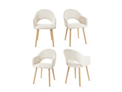 Sillas De Comedor Goeurvant 1316(pack De 4, Blanco Roto, Pana)