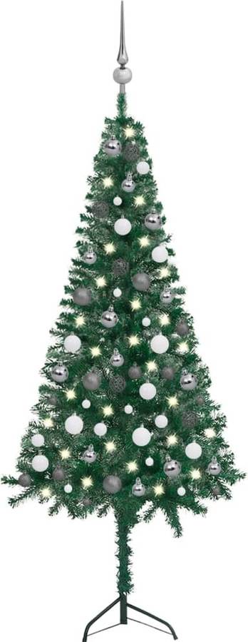 Set Árbol Navidad artificial esquina led y verde 150 cm vidaxl de con luzes 55x28x150