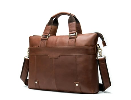 Bolso de Negocios Maletín de Cuero Genuino Bolsas de Mensajero para computadora portátil para Hombres Simple e Informal-7108 Marrón