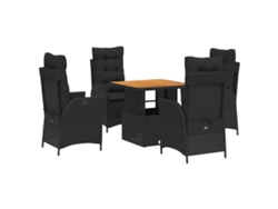 Maison Exclusive - Set De Muebles Jardín 5 Pzas Con Cojines Ratán Sintético Negro
