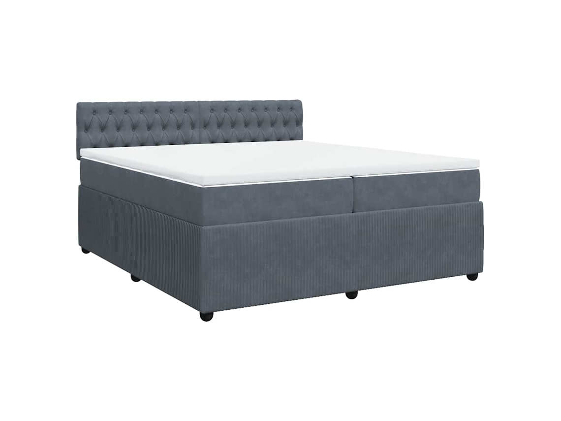 Maison Exclusive - Cama Box Spring Con Colchón Terciopelo Gris Oscuro 200x200 Cm