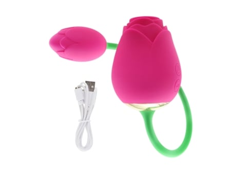 Vibrador de lengua de succión de doble cabeza rosa para mujer (rosa) OEMG