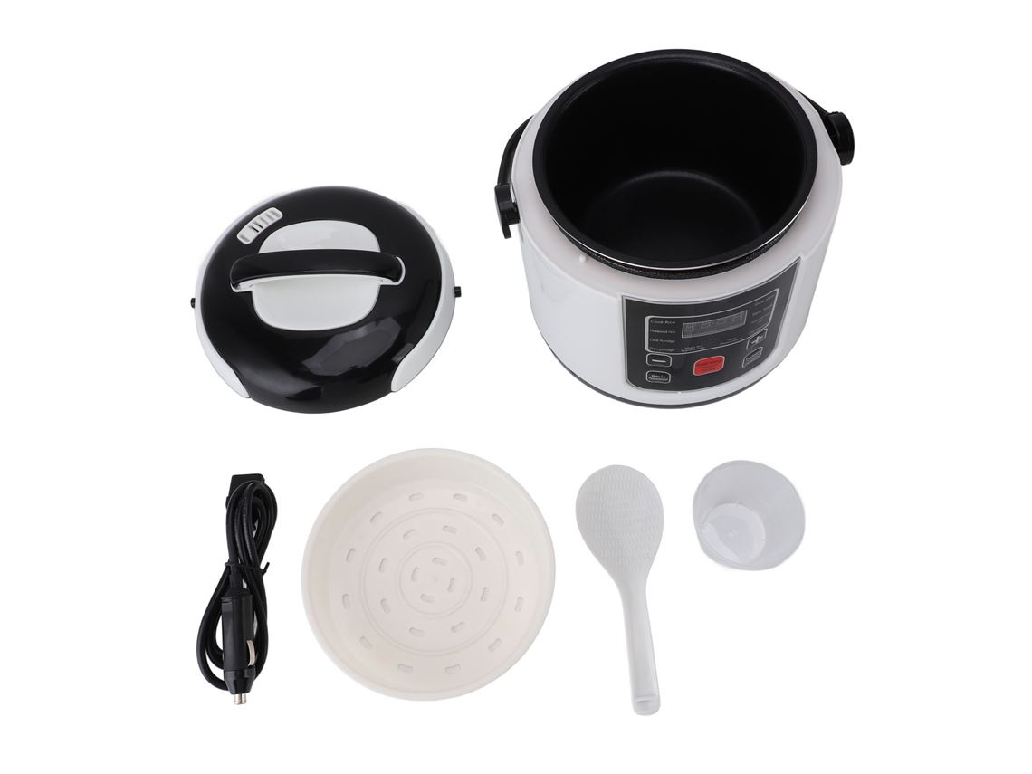Mini Arrocera Portátil Multifuncional Antiadherente De 2 Litros Para Coche Con Cesta Vaporera, 12 V.