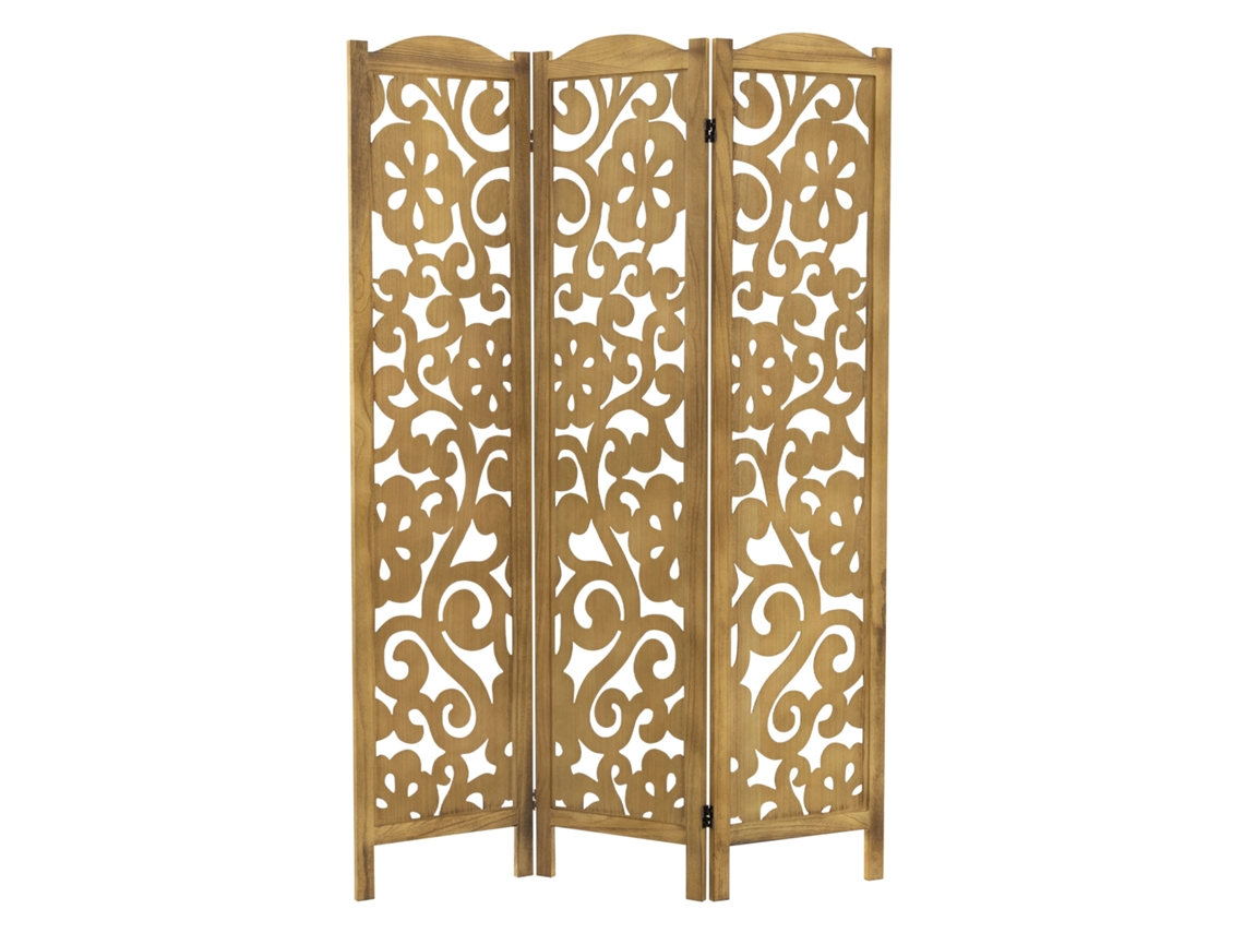 Biombo plegable de 3 paneles ML DESIGN Modelo Yokohama Madera Natural 170x121cm