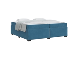 Maison Exclusive - Estructura De Cama Con Colchón Azul Oscuro 200 X 200 Cm Tela