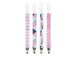4pcs Suporte Chupeta Bebê Clip Corrente Algodão Neutro Lavável Durável