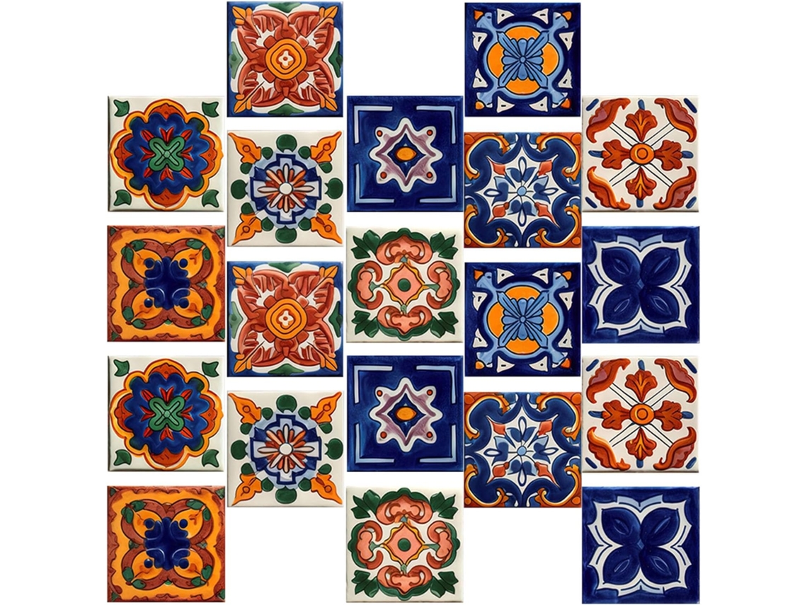 20 Pegatinas Autoadhesivas Para Azulejos Con Diseño Mexicano Para Decoración.
