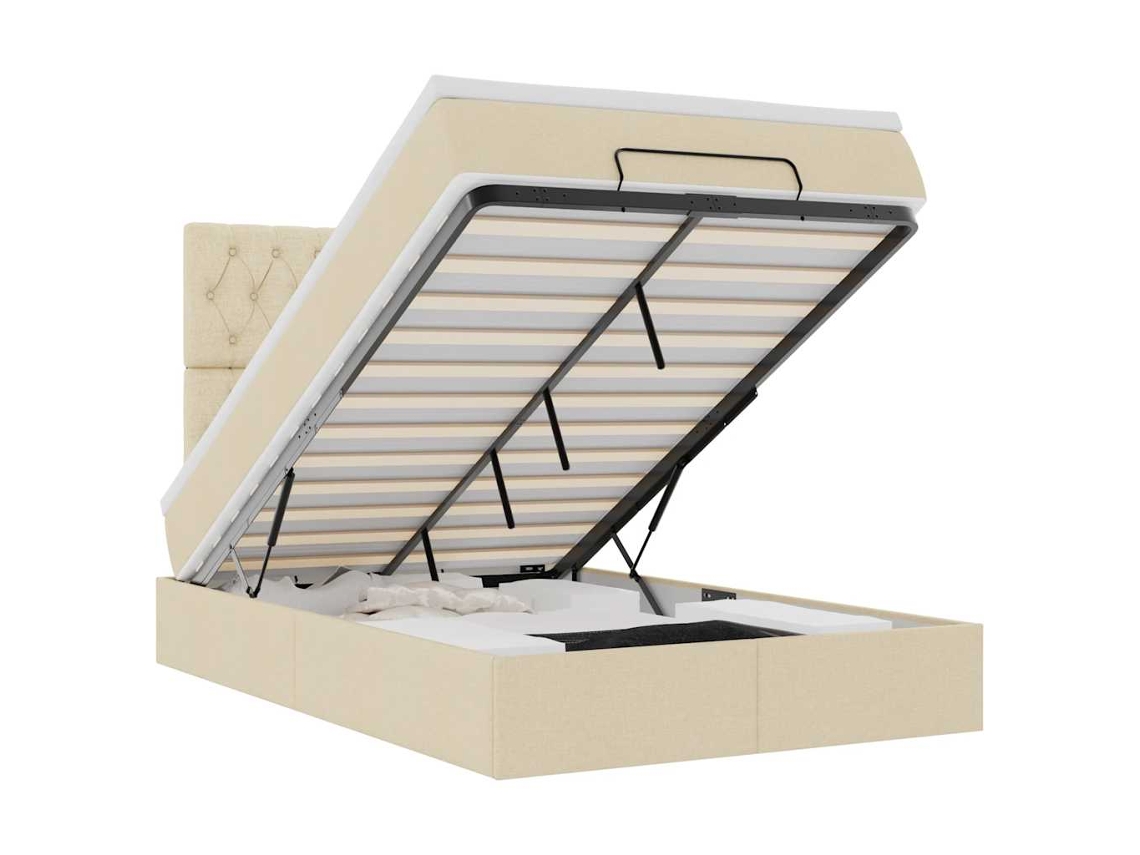 Maison Exclusive - Estructura De Cama Otomana Con Colchón Tela Crema 120x200 Cm